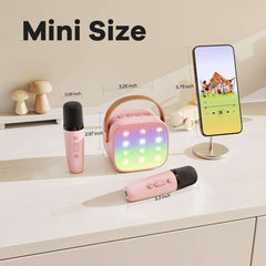 YLL Mini Karaoke Machine for Kids Adults, Portable Bluetooth Speaker with 2 Wireless Microphones,18 Pre-Loaded Songs Toys Birthday Gifts for Girls 4, 5, 6, 7, 8+ Years Old Toddler Teens - MULTICOLOR