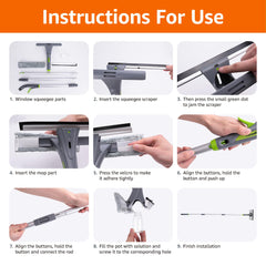 Limpiacristales extensible con pulverizador Amazon Basics, extensión de aluminio, de 1,25 m a 1,75 m