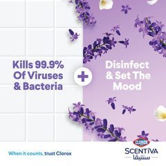Limpiador desinfectante para pisos Clorox Scentiva de 4,5 l, lavanda toscana, elimina el 99,9 % de virus y bacterias, sin lejía.