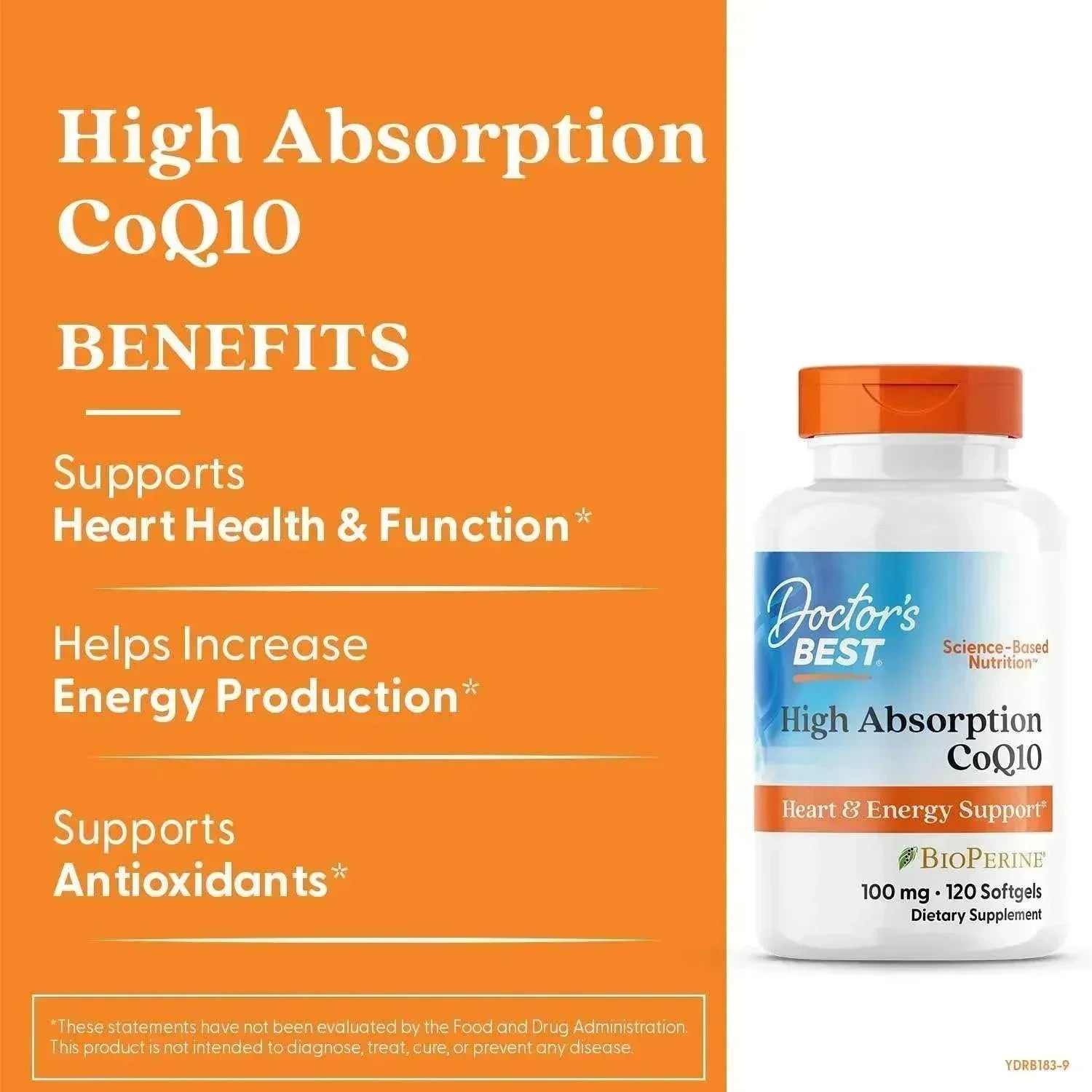 Doctors Best High Absorption Tablets, CoQ10 with Bioburn 100 mg, 120 Softgels - Mumzar