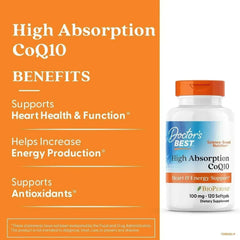 Doctors Best High Absorption Tablets, CoQ10 with Bioburn 100 mg, 120 Softgels - Mumzar