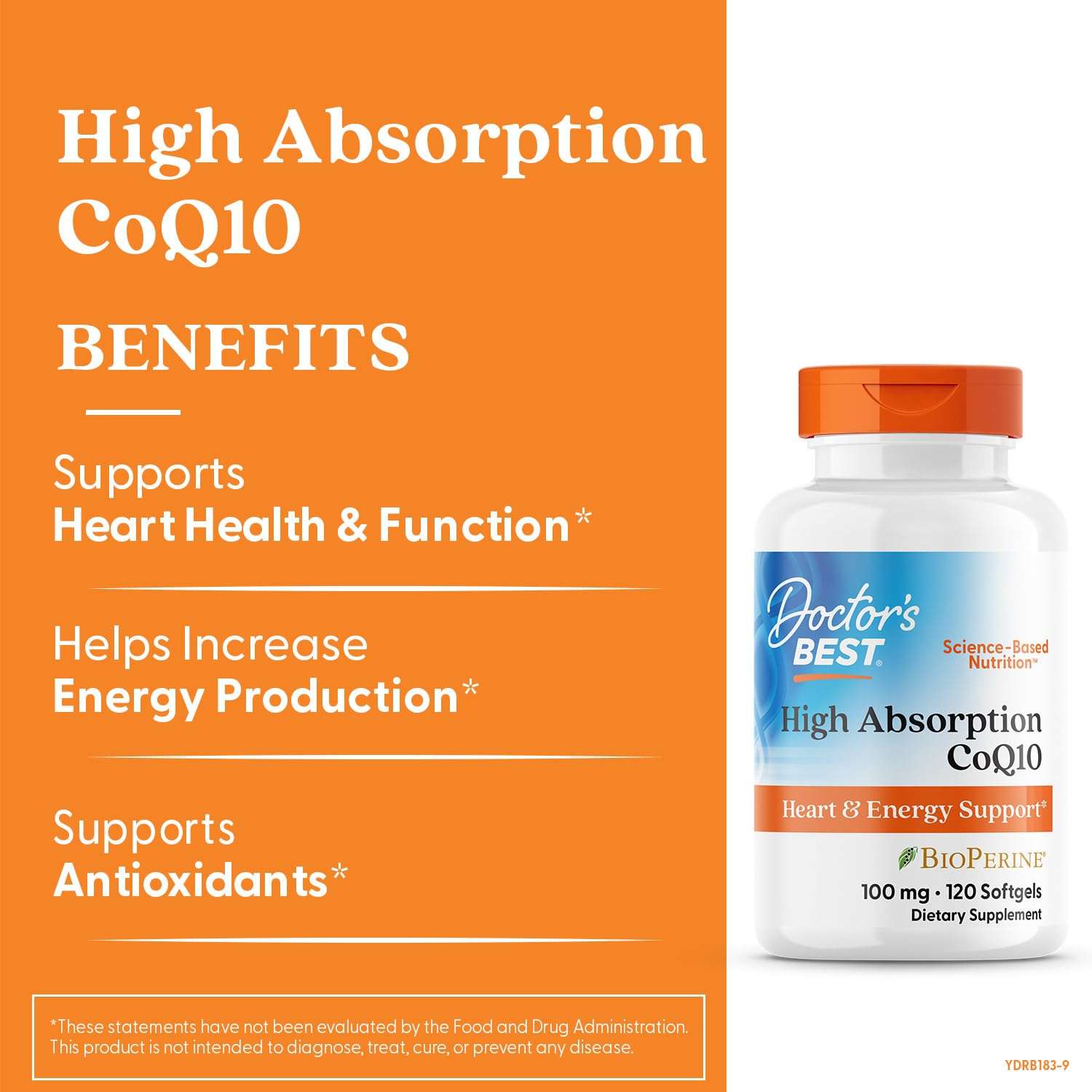 Doctors Best High Absorption Tablets, CoQ10 with Bioburn 100 mg, 120 Softgels