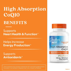 Doctors Best High Absorption Tablets, CoQ10 with Bioburn 100 mg, 120 Softgels