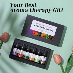 Essential Oils Set,Premium Pure and Natural Oil,for Oil Diffusers,6 pcs x 10 mL - Sandalwood，Sweet Orange，Lavender，Eucalyptus，Lemon，Mint