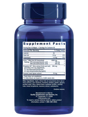 Life Extension Omega-3 fish oil supplement blue bottle back label showing Supplement Facts and dosage