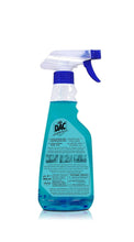 Glass cleaner spray bottle, 400 ml, blue trigger, back label visible