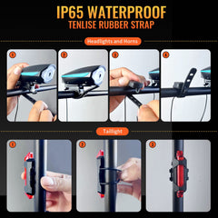 Bike Light Set USB Rechargeable Bycicle LED Accessories Night Cycling Headlight Tail Rear Reflectors for Mountain Bike 4 Lighting Modes, Easy to Install (Blue)