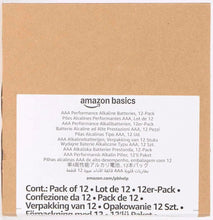 AAA alkaline battery 12-pack box insert with amazon basics text