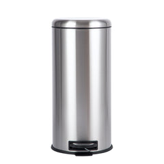 Cubo de basura redondo con pedal de Amazon Basics, acero inoxidable, 30 l