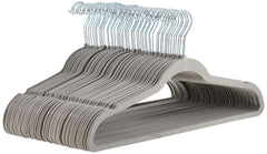 Slim, Velvet, Non-Slip Suit Clothes Hangers, Gray/Silver - Pack of 50