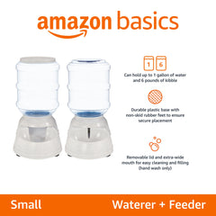 Gravity Pet Food Feeder and Water Dispenser Bundle, Small (1-Gallon Capacity)