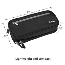 Black large pencil case with front zip pocket, double zipper and compact shape