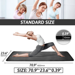 Yoga Mat Non Slip, Yoga Mat with Strap Included 10mm Thick Exercise Mat Ideal for HiiT, Pilates, Yoga and Many Other Home Workouts