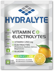 Hydralyte Vitamin C + Electrolyte Hydration Sports Drink Powder Mix | 1 Sachet make 250ml Natural Replacement Supplement for Rapid Lemon Flavor, 10 gm