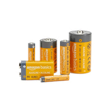 AA alkaline batteries, orange body with gray cap and plus terminals
