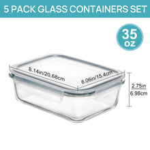 35 oz clear glass food container with snap-lock lid and silicone gasket