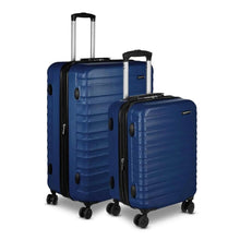 Navy blue hardside spinner suitcase set with two ABS shells and telescoping handles