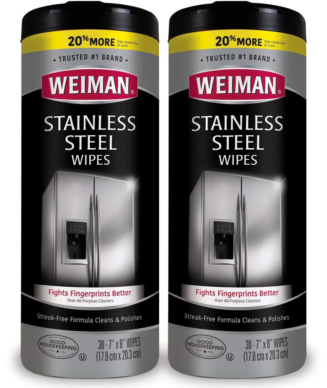 Weiman Stainless Steel Cleaning Wipes [2 Pack] Removes Fingerprints, Residue, Water Marks and Grease From Appliances - Works Great on Refrigerators, Dishwashers, Ovens, Grills and More - Mumzar