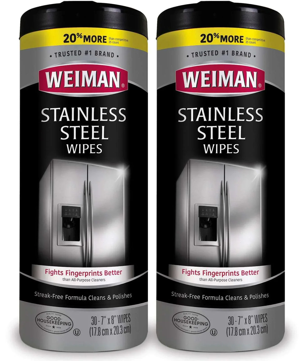 Weiman Stainless Steel Cleaning Wipes [2 Pack] Removes Fingerprints, Residue, Water Marks and Grease From Appliances - Works Great on Refrigerators, Dishwashers, Ovens, Grills and More - Mumzar