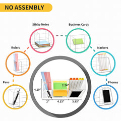 Organizador de escritorio acrílico VITVITI, portalápices transparente para escritorio, 5 compartimentos, soporte para bolígrafos, notas adhesivas y soporte para teléfono, ideal para oficina y útiles escolares.