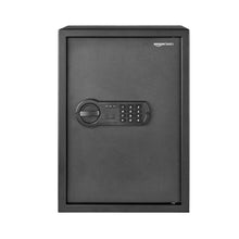 Black steel security safe front door with keypad lock panel