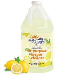 Vinagre de limpieza multiusos Originally Yellow para pisos del hogar, solución con vinagre destilado | Infusionado con limón orgánico | Productos de limpieza vegetal para el hogar, 1.89 L (paquete de 1)