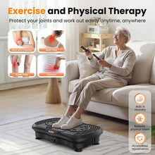 Vibration plate fitness platform with textured foot surface, used while standing