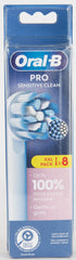 Oral-B Pro Sensitive Clean Electric Toothbrush Head, X-Shaped & Extra Soft Bristles for Gentle Brushing & Plaque Removal, Pack of 8 Toothbrush Heads, White (Packing May Vary)