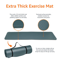 Esterilla de yoga extra gruesa para gimnasio con correa de transporte de Amazon Basics