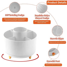 White ribbed pencil holder with smooth edges and non-slip feet, rotating top