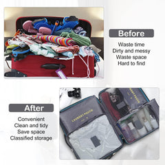 Travel Packing Cubes,Traveling Accessories,Luggage Packing Organizers Set,Waterproof Laundry Bag,Storage Bag for Travel,Breathable Mesh,pack of 6 pieces,grey