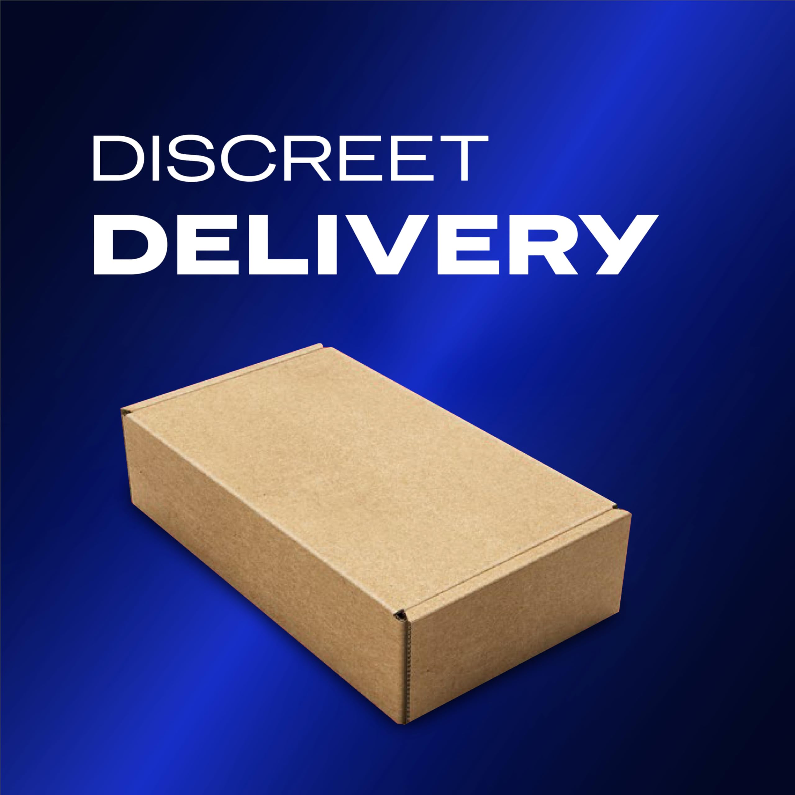 Durex Performax Intense condoms UAE discreet cardboard delivery box on blue background