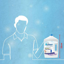 Disinfectant floor cleaner bottle with blue cap and lavender label beside height graphic