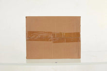 Cardboard shipping box with sealed tape and wrapped edges