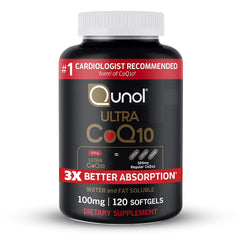 Qunol CoQ10 100mg Softgels - Ultra 3x Better Absorption Coenzyme Q10 Supplements - Antioxidant Supplement For Vascular And Heart Health & Energy Production - 4 Month Supply - 120 Count
