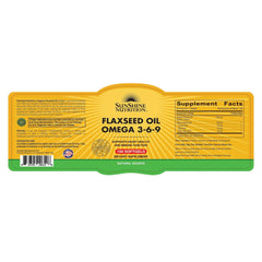 Sunshine Nutrition Flaxseed Oil Omega 3-6-9, 100 Softgels | Support Healthy Heart & Immune Function | Gluten Free