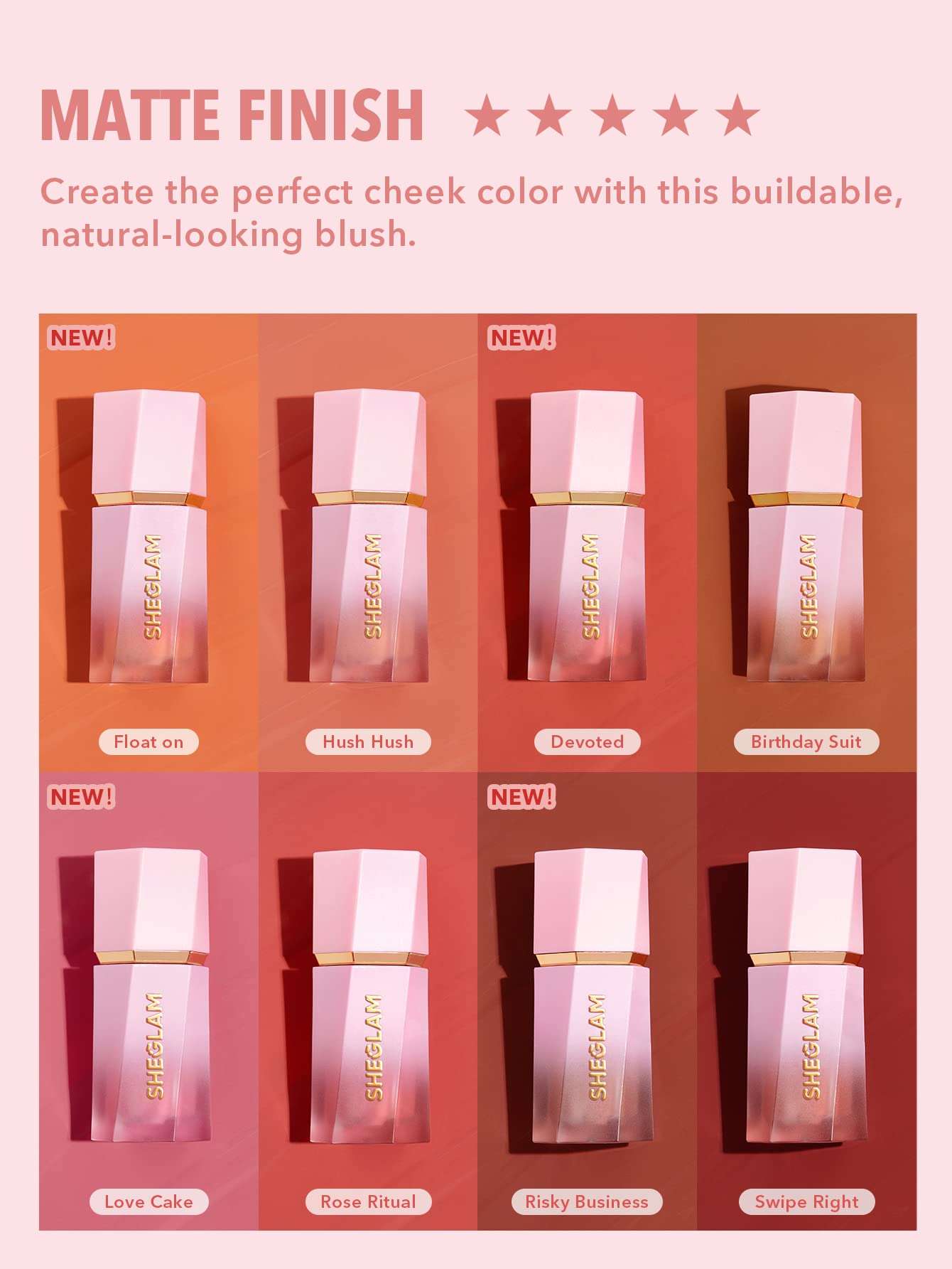 SHEGLAM Makeup - Color Bloom Liquid Blush Matte Finish - Long-wearing Waterproof Gel-Cream Blush with Sponge Tip Applicator (Love Cake), 5.2 grams, 1.0 count, 1