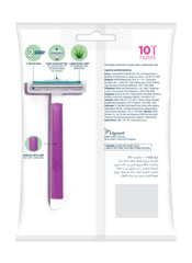 Intuition Exacta2 Sensitive Disposable Razor for Women, 7+3 Pack,Suitable for Sensitive Skin, Ultra thin 2 Blades, Lubricating Strip with Organic Aloe + Vitamin E, Push Clean Button