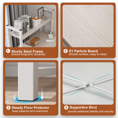 Computer Desk Table with Shelves 120x48cm, 4 Tier Study Table with Bookshelf Desk Storage Reversible Study Table Office Corner Desk with Shelves Home Office Desk Easy Assemble