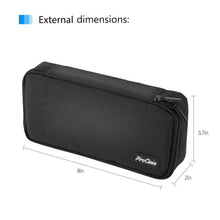 Black pencil bag with rounded corners and dual zipper at top