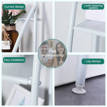 White toilet storage shelf leg supports with curved design and load-bearing feet