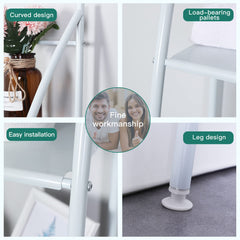 Bathroom Storage Shelf 3 Tier, Toilet Storage Rack Easy To Assemble Toilet Bathroom Shelf No Drilling Toilet Organizer White, 00062-Sk3C3, Bathroom Shelves