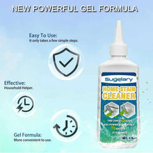 Home stain cleaner gel bottle with shield and gel formula icons