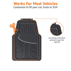 Alfombrilla de goma premium de 3 piezas de Amazon Basics para coches, SUV y camiones, protección contra todo tipo de clima, ajuste universal, color negro