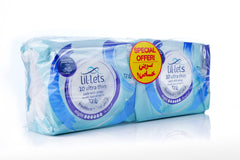 Lil lets 10 pack ultra thin night pads with wings in blue plastic packaging with special offer sticker