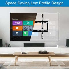 TV Wall Mount 26-63 Inches Ultra Strong Slim Fixed TV Bracket Heavy Duty Ultra Super Strong 50KG TV Wall Mount with Wall Fixing Kit for Flat Curved Screen TV LED LCD OLED and Plasma 50Kg