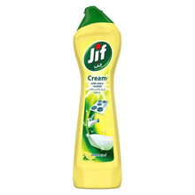 Jif cream cleaner plastic bottle with green cap and lemon label, 500ml