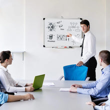 Magnetic whiteboard with diagram sketches on a white writing surface