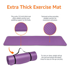 Esterilla de yoga extra gruesa para gimnasio con correa de transporte de Amazon Basics