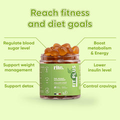 rite. FIT PLUS Sugar-free Vitamin Gummies | Apple cider Vinegar, Chromium, Green tea extract & chicory Prebiotics | For blood sugar, metabolism, weight | Apple & Pear flavour